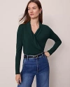 Ann Taylor Shawl Collar Wrap Top In Green