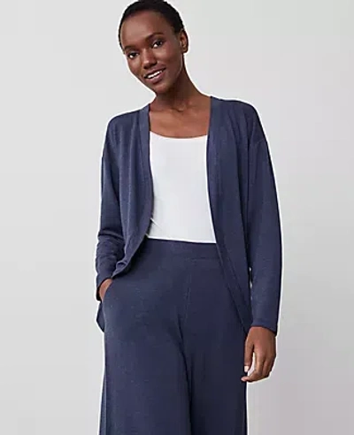 Ann Taylor Shawl Lounge Cardigan In Dark Navy Heather