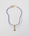 Ann Taylor Shell Corded Pendant Necklace In Goldtone
