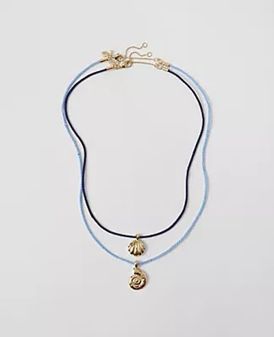 Ann Taylor Shell Corded Pendant Necklace In Multi