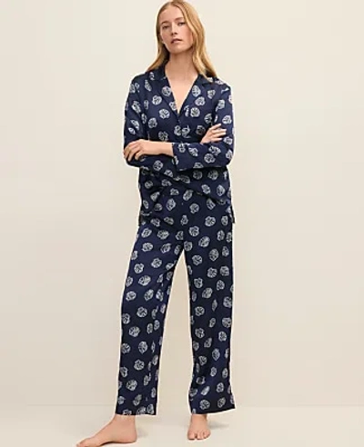 Ann Taylor Shell Print Pajama Set In Pure Sapphire