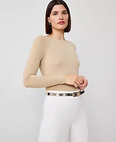 Ann Taylor Shimmer Boatneck Low Back Top In Neutral Metallic