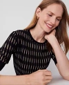 Ann Taylor Shimmer Elbow Sleeve Sweater Tee In Black Metallic