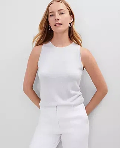 Ann Taylor Ottoman Halter Sweater Shell Top In White