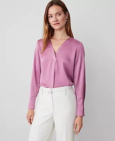 Ann Taylor Shine Woven Pleat Front Top In Autumn Rose