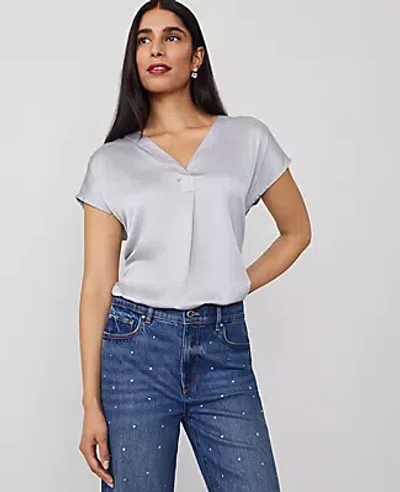 Ann Taylor Shine Woven Pleat-front Top In Magnesium