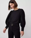 Ann Taylor Shirred Cuff Blouse In Black