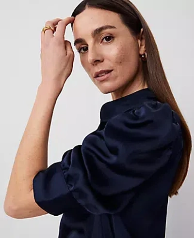Ann Taylor Shirred Puff Sleeve Top In Night Sky