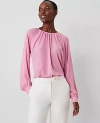 Ann Taylor Shirred Raglan Blouse In Enchanted Pink