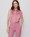 Ann Taylor Shirred Sleeveless Shirt In Pink