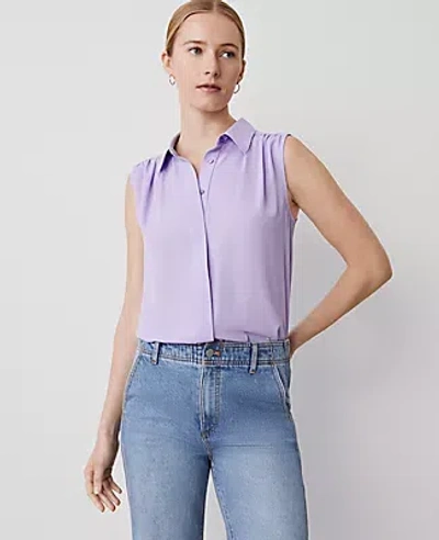 Ann Taylor Shirred Sleeveless Shirt In Radiant Amethyst