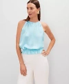 Ann Taylor Shirred Tank Top In Blue