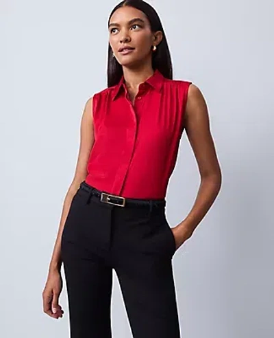Ann Taylor Shirred Yoke Sleeveless Shirt