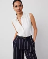 Ann Taylor Shirred Yoke Sleeveless Shirt In Winter White