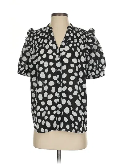 Pre-owned Ann Taylor Short Sleeve Blouse In Black
