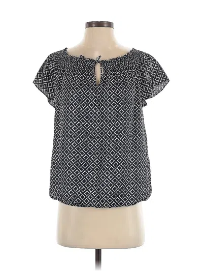 Pre-owned Ann Taylor Short Sleeve Blouse In Black