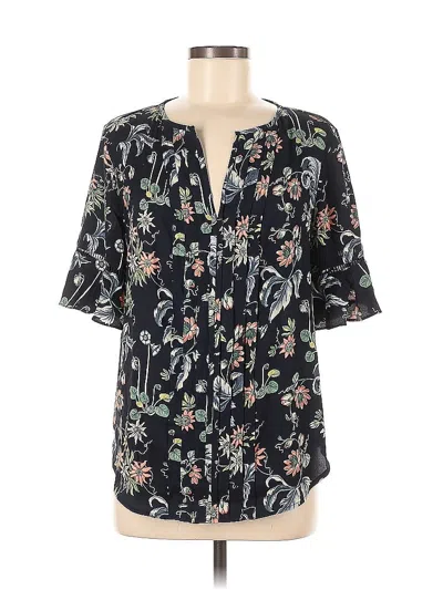 Pre-owned Ann Taylor Short Sleeve Blouse In Black