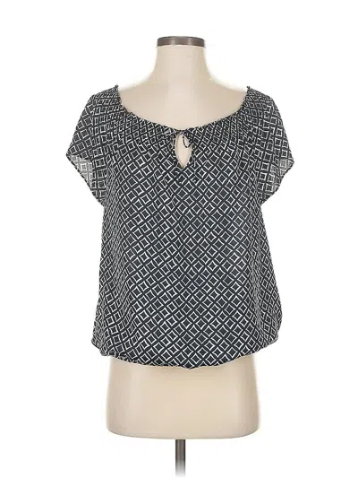 Pre-owned Ann Taylor Short Sleeve Blouse In Black