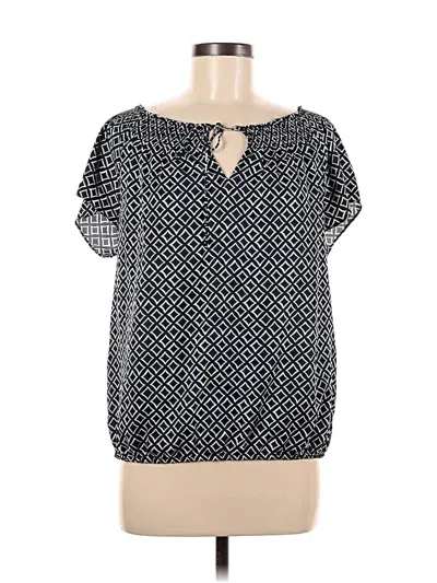 Pre-owned Ann Taylor Short Sleeve Blouse In Black