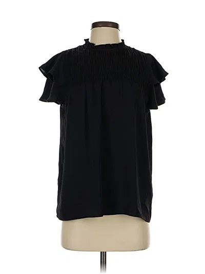 Pre-owned Ann Taylor Short Sleeve Blouse In Black