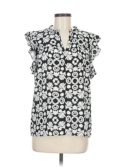 Pre-owned Ann Taylor Short Sleeve Blouse In Black
