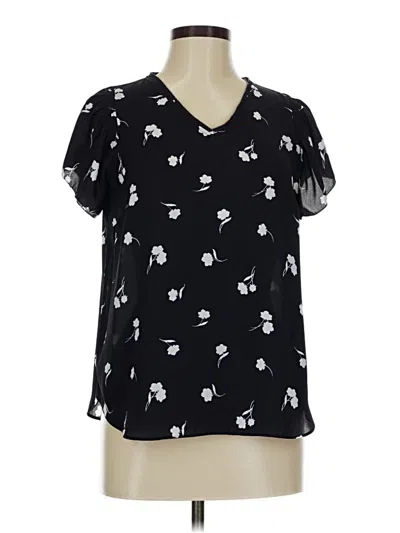 Pre-owned Ann Taylor Short Sleeve Blouse In Black