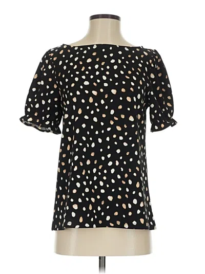 Pre-owned Ann Taylor Short Sleeve Blouse In Black