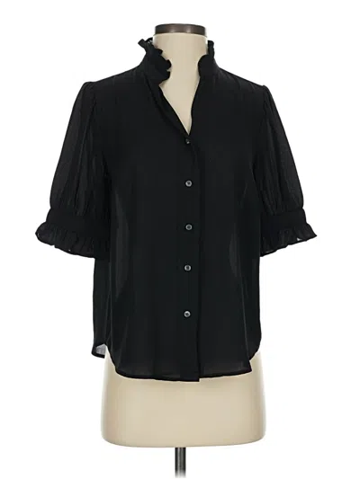 Pre-owned Ann Taylor Short Sleeve Blouse In Black