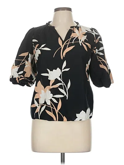 Pre-owned Ann Taylor Short Sleeve Blouse In Black