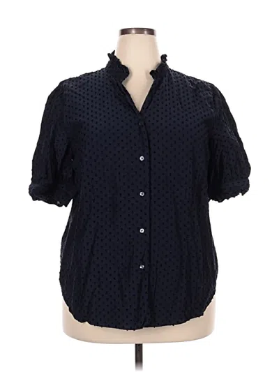 Pre-owned Ann Taylor Short Sleeve Blouse In Black