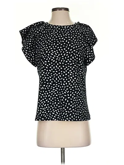 Pre-owned Ann Taylor Short Sleeve Blouse In Black