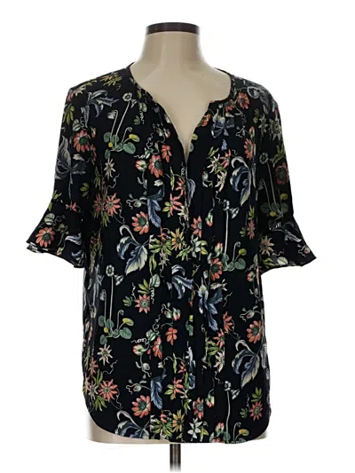 Pre-owned Ann Taylor Short Sleeve Blouse In Black