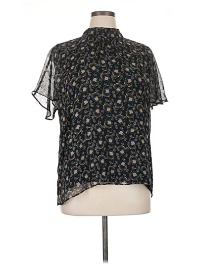 Pre-owned Ann Taylor Short Sleeve Blouse In Black