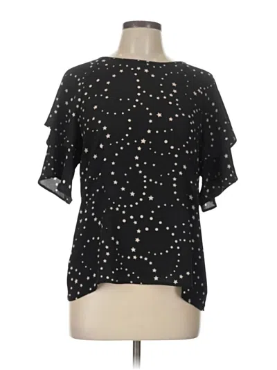 Pre-owned Ann Taylor Short Sleeve Blouse In Black