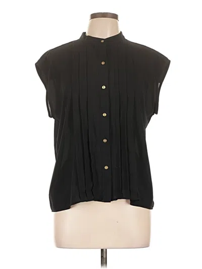 Pre-owned Ann Taylor Short Sleeve Blouse In Black