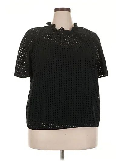 Pre-owned Ann Taylor Short Sleeve Blouse In Black