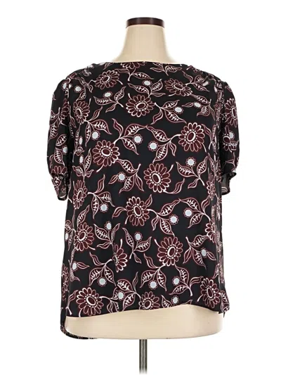 Pre-owned Ann Taylor Short Sleeve Blouse In Black