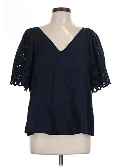 Pre-owned Ann Taylor Short Sleeve Blouse In Black
