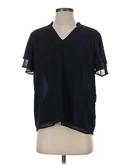 Pre-owned Ann Taylor Short Sleeve Blouse In Black