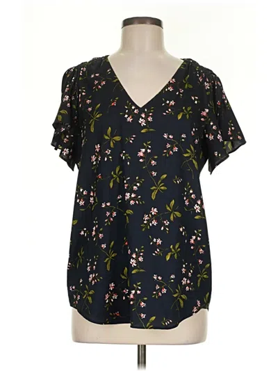 Pre-owned Ann Taylor Short Sleeve Blouse In Black