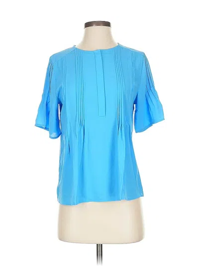 Pre-owned Ann Taylor Short Sleeve Blouse In Blue