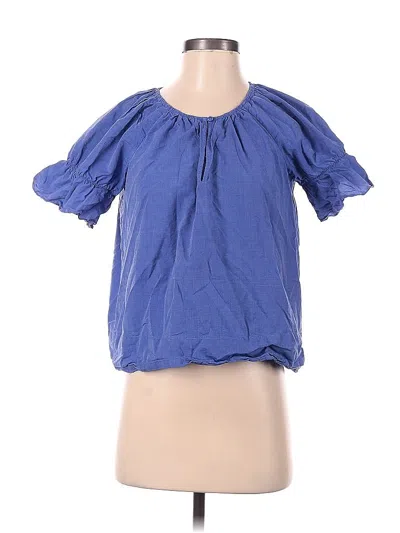 Pre-owned Ann Taylor Short Sleeve Blouse In Blue