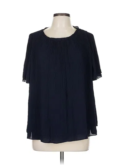 Pre-owned Ann Taylor Short Sleeve Blouse In Blue