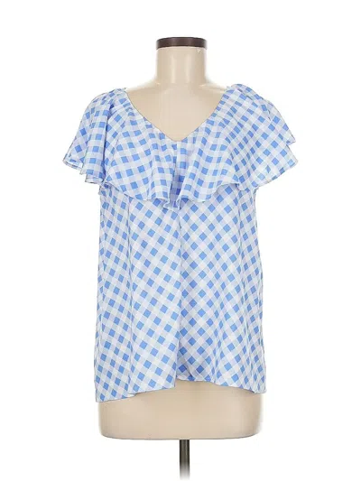 Pre-owned Ann Taylor Short Sleeve Blouse In Blue