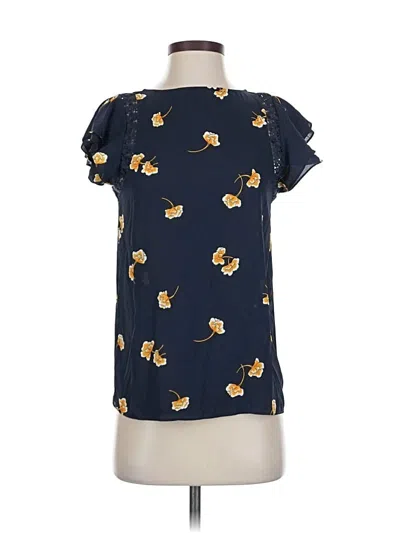 Pre-owned Ann Taylor Short Sleeve Blouse In Blue