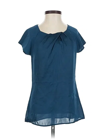 Pre-owned Ann Taylor Short Sleeve Blouse In Blue