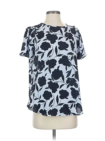 Pre-owned Ann Taylor Short Sleeve Blouse In Blue