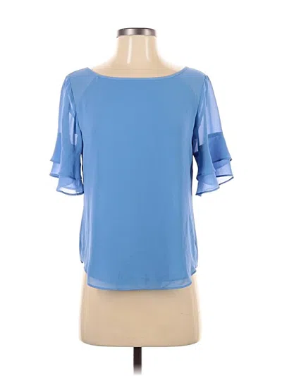 Pre-owned Ann Taylor Short Sleeve Blouse In Blue