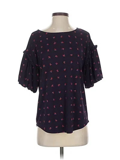 Pre-owned Ann Taylor Short Sleeve Blouse In Blue