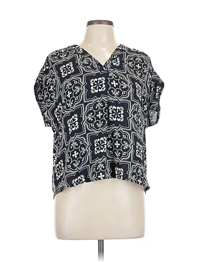 Pre-owned Ann Taylor Short Sleeve Blouse In Blue